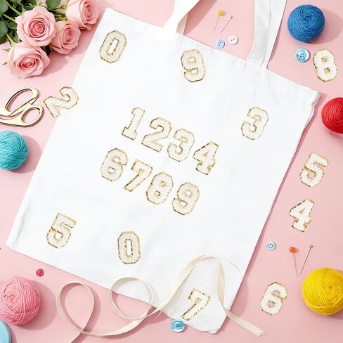 Number Patches Self Adhesive Chenille Stick on Numbers - Fabric Stickers Numbers Embroidery Patches with Glitter Sequins Sew 0-9 Applique for Team Uniform Sports T-Shirt (20 Pcs) in Saudi Arabia