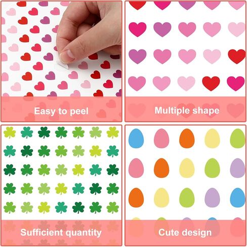 2880 Pcs Valentine‘s Day St. Patrick's Day Easter Mini Stickers Heart Shamrock Easter Egg Self-Adhesive Sticker Decals for Envelopes Scrapbook DIY Craft Holiday Party Decor, 0.5 Inch in Saudi Arabia