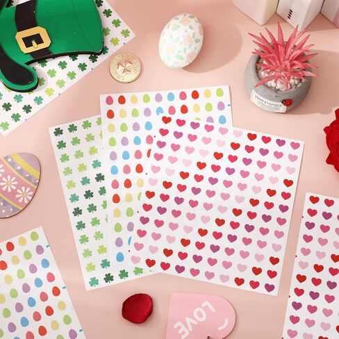 2880 Pcs Valentine‘s Day St. Patrick's Day Easter Mini Stickers Heart Shamrock Easter Egg Self-Adhesive Sticker Decals for Envelopes Scrapbook DIY Craft Holiday Party Decor, 0.5 Inch in Saudi Arabia
