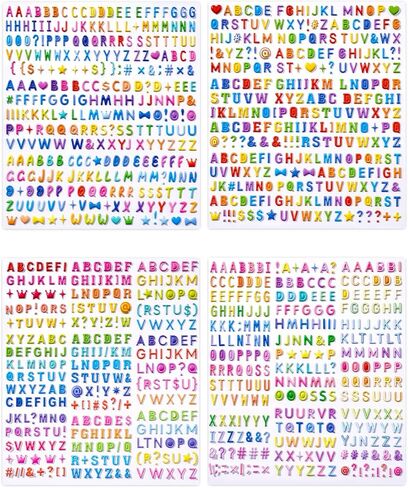 EORTA 4 Sheets 3D Puffy Letter Stickers, Self-Adhesive Scrapbooking Alphabet Supplies for DIY Crafts, Calendar, Scrapbooks, Planner, Journal, Laptop, Phone Case Decoration in Saudi Arabia