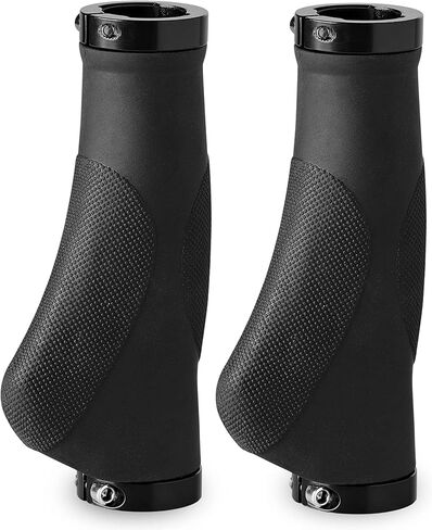 Bikeroo MTB Handlebar Grips - Bicycle Replacement Accessories W/Lock-On Non-Slip Collars & Aluminum Stability Caps - Textured Comfort Design for Mountain Cycling BMX Dirt Bikes in Saudi Arabia