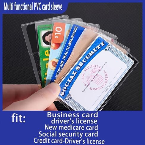10PCS PVC Card Sleeves 10 Pack Thickened Waterproof Soft Transparent Holders for Social Security Medicare Credit ID Transit Cards, 10PCS in Saudi Arabia