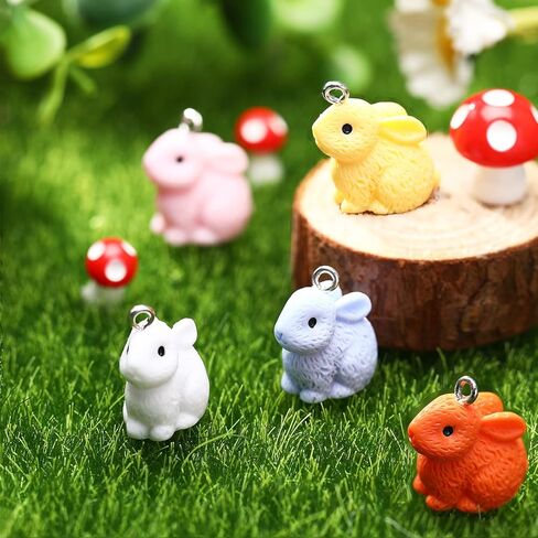 Chivao 40 Pcs Easter Charms Bunnies Set Cute Miniature Rabbit Beads Resin Animal for Jewelry Making Mini Bunny Rabbit Pendant Charms for Necklace Bracelet Keychain Crafting DIY Ornaments in Saudi Arabia