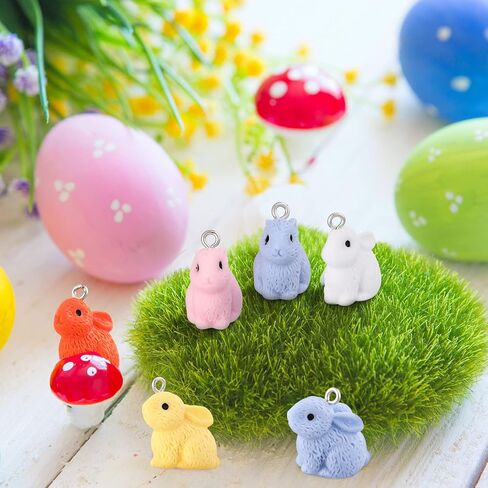Chivao 40 Pcs Easter Charms Bunnies Set Cute Miniature Rabbit Beads Resin Animal for Jewelry Making Mini Bunny Rabbit Pendant Charms for Necklace Bracelet Keychain Crafting DIY Ornaments in Saudi Arabia