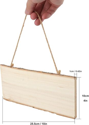 12 Pack 4 x 10 Inch Live Edge Wood Signs, Unfinished Rectangle Wooden Plaque with Tree Bark, Thickness 0.4 Inch Live Edge Wood Plaque for DIY, Wall Hanging Board with Rope for Home Decor in Saudi Arabia