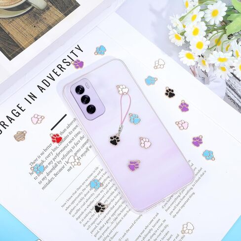 42pcs Dog Paw Footprint Charms for Jewelry Making Paw Print Animal Charm Alloy Gold Enamel Charms Paws Print Beads for DIY Bracelets and Keychain Charm Necklaces in Saudi Arabia