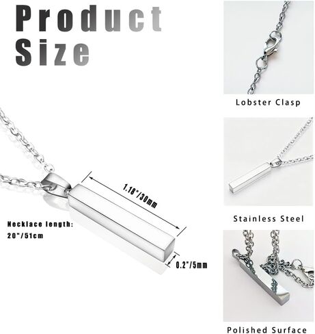 Engravable Blanks Pendants Stainless Steel Rectangle Necklace Laser Engraving Blanks Personalized Jewelry Gifts for DIY Birthday Christmas Anniversary in Saudi Arabia