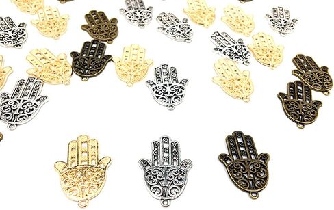 ALIMITOPIA 30pcs Filigree Hamasa Hand Charm,Jewish Hamesh Hamsa Hand Pendant Connector for DIY Necklace Bracelet Jewelry Making Findings(3 Assorted Colors) in Saudi Arabia