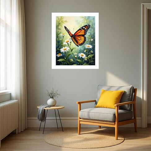 EnLvYY Monarch Butterfly on Daisies Paint by Numbers for Adults 16x20 Inch, DIY Unframed Kit, Nature Scene with Colorful Butterfly and Wildflowers, Gift for Nature Lovers in Saudi Arabia