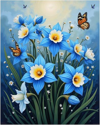 EnLvYY Monarch Butterfly on Daisies Paint by Numbers for Adults 16x20 Inch, DIY Unframed Kit, Nature Scene with Colorful Butterfly and Wildflowers, Gift for Nature Lovers in Saudi Arabia
