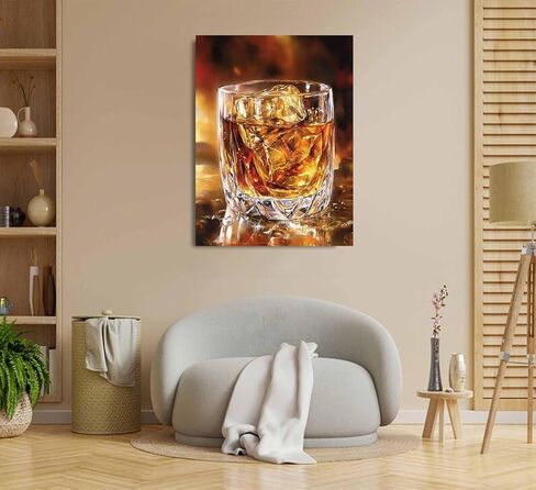 Whiskey Glass Paint by Numbers Kit for Adults, 16"x20" Canvas Painting Kit for Beginners, Modern Aesthetic DIY Paint by Number on Canvas for Home Wall Decor 80 in Saudi Arabia
