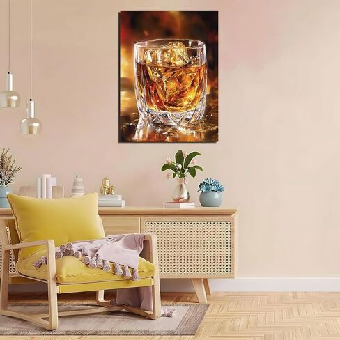 Whiskey Glass Paint by Numbers Kit for Adults, 16"x20" Canvas Painting Kit for Beginners, Modern Aesthetic DIY Paint by Number on Canvas for Home Wall Decor 80 in Saudi Arabia