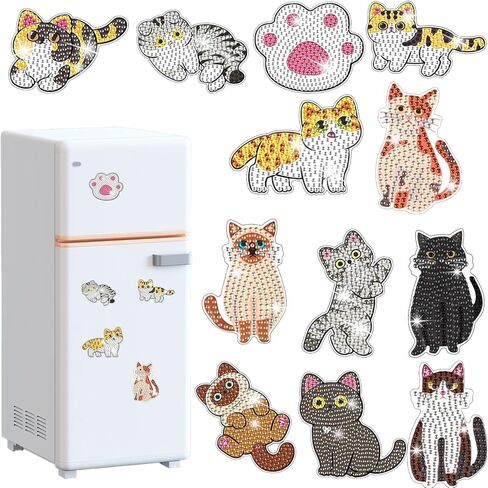 Lemitung 12 Pcs Skull Diamond Painting Magnets, DIY Magnetic Fridge Décor, Strong Magnetic Diamond Art Stickers for Adults and Home Decoration in Saudi Arabia