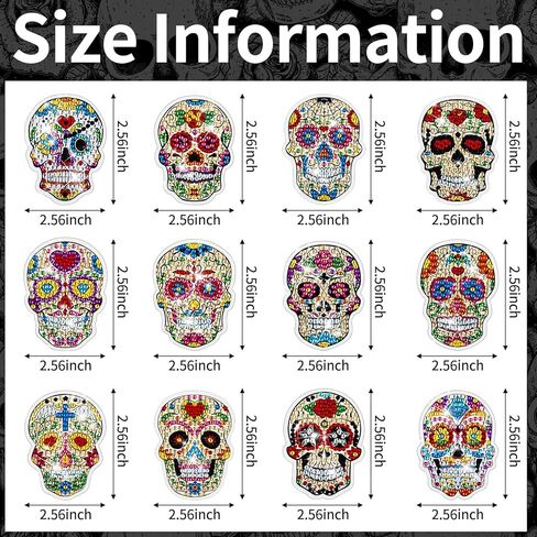 Lemitung 12 Pcs Skull Diamond Painting Magnets, DIY Magnetic Fridge Décor, Strong Magnetic Diamond Art Stickers for Adults and Home Decoration in Saudi Arabia