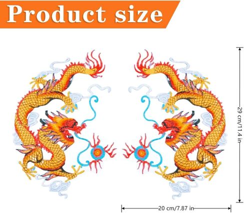 4 Pcs Chinese Patches Exquisite Dragon Embroidered Applique Sew on or Iron on Patches for Jeans, Jackets, Bags in Saudi Arabia