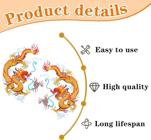 4 Pcs Chinese Patches Exquisite Dragon Embroidered Applique Sew on or Iron on Patches for Jeans, Jackets, Bags in Saudi Arabia