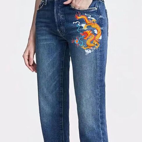 4 Pcs Chinese Patches Exquisite Dragon Embroidered Applique Sew on or Iron on Patches for Jeans, Jackets, Bags in Saudi Arabia