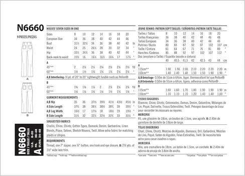 New Look Sewing Pattern N6660 Misses' High Waisted Flared Pants in Two Lengths, A (8-10-12-14-16-18-20), Various in Saudi Arabia