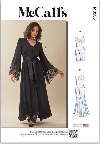 McCall's M8535BB Misses' Pullover Nightgown and Robe Sewing Pattern Packet, Design Code M8535, Sizes 20W-22W-24W-26W-28W in Saudi Arabia