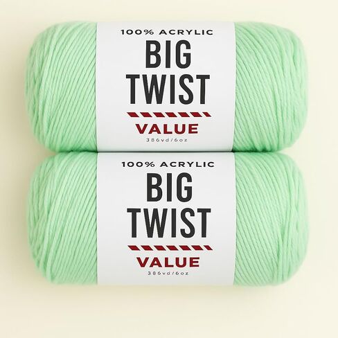 Big Twist Value Yarn 2-Pack Bundle-Mint 100% Acrylic, 6oz Skeins (380 yds Each) in Saudi Arabia
