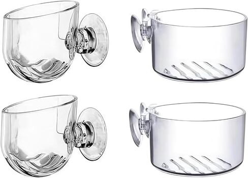 4Pcs Transparent Acrylic Aquatic Plant Cups with Suction - Aquarium Decoration 2 Shapes for Fish Tank Ornament in Saudi Arabia