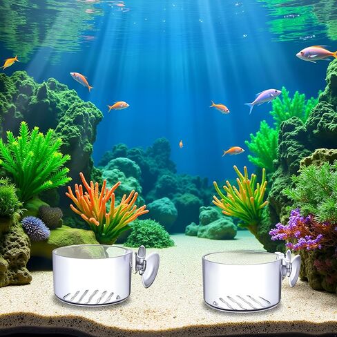 4Pcs Transparent Acrylic Aquatic Plant Cups with Suction - Aquarium Decoration 2 Shapes for Fish Tank Ornament in Saudi Arabia
