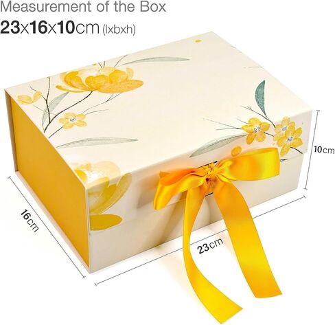 RBS® - Bridesmaid Proposal Gift Boxes with Ribbon Closure 9x6x4 Inches Elegant Empty Gift Box with Lid for Women, Wedding Gift Box for Bridesmaid Presents & Special Occasions (Yellow Flower) in Saudi Arabia