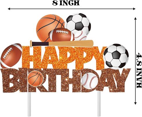 الرياضة عيد ميلاد كعكة توبر بريق البرتقالي والبني الرياضة موضوع عيد ميلاد حزب الديكور البيسبول كرة السلة كرة القدم كعكة الزينة الرجبي حزب ديكور للرياضة الكرة موضوع استحمام الطفل لوازم in Saudi Arabia
