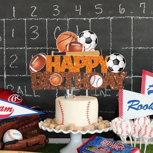 الرياضة عيد ميلاد كعكة توبر بريق البرتقالي والبني الرياضة موضوع عيد ميلاد حزب الديكور البيسبول كرة السلة كرة القدم كعكة الزينة الرجبي حزب ديكور للرياضة الكرة موضوع استحمام الطفل لوازم in Saudi Arabia