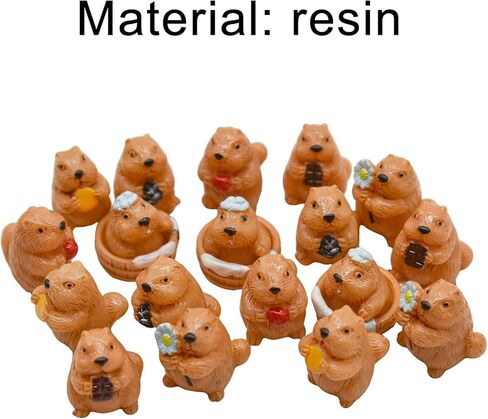 18Pcs Mini Groundhog Figurines Miniature Marmot Figures 1 Inch Resin Animal Cake Toppers for DIY Fairy Garden Moss Landscape Aquarium Birthday Easter Crafts in Saudi Arabia