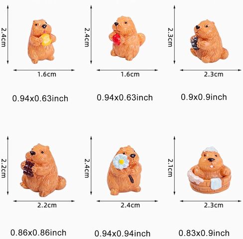 18Pcs Mini Groundhog Figurines Miniature Marmot Figures 1 Inch Resin Animal Cake Toppers for DIY Fairy Garden Moss Landscape Aquarium Birthday Easter Crafts in Saudi Arabia
