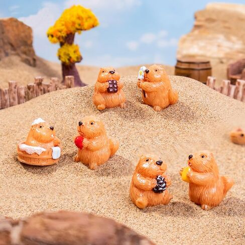 18Pcs Mini Groundhog Figurines Miniature Marmot Figures 1 Inch Resin Animal Cake Toppers for DIY Fairy Garden Moss Landscape Aquarium Birthday Easter Crafts in Saudi Arabia