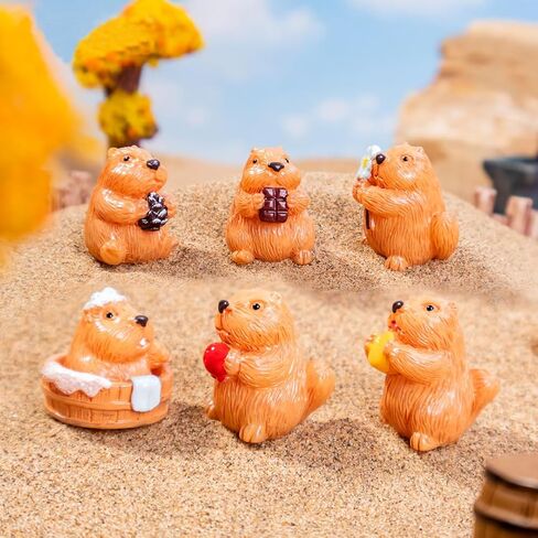18Pcs Mini Groundhog Figurines Miniature Marmot Figures 1 Inch Resin Animal Cake Toppers for DIY Fairy Garden Moss Landscape Aquarium Birthday Easter Crafts in Saudi Arabia