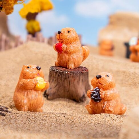 18Pcs Mini Groundhog Figurines Miniature Marmot Figures 1 Inch Resin Animal Cake Toppers for DIY Fairy Garden Moss Landscape Aquarium Birthday Easter Crafts in Saudi Arabia