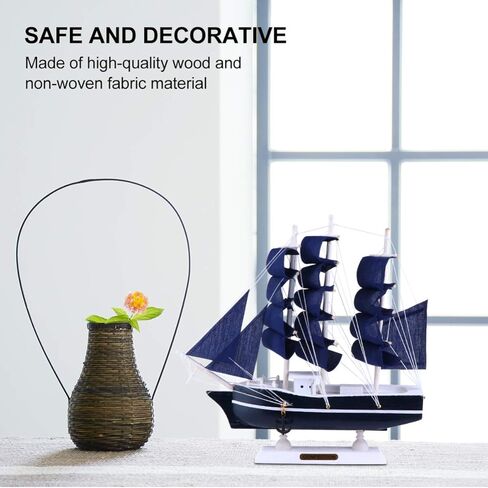 Sailboat Coastal Table Decoration Model Decor Model Wooden Models 1Pc Nautical Decor Sailing for Ocean Theme Party Home Decor Photo Props Sailing Sculpture Blue Large Boat Statue in Saudi Arabia