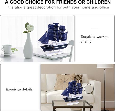 Sailboat Coastal Table Decoration Model Decor Model Wooden Models 1Pc Nautical Decor Sailing for Ocean Theme Party Home Decor Photo Props Sailing Sculpture Blue Large Boat Statue in Saudi Arabia