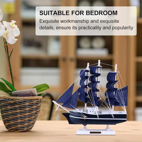Sailboat Coastal Table Decoration Model Decor Model Wooden Models 1Pc Nautical Decor Sailing for Ocean Theme Party Home Decor Photo Props Sailing Sculpture Blue Large Boat Statue in Saudi Arabia