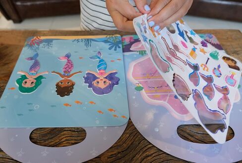 Mermaid Magic Sticker Book for Kids – 62 Reusable Jelly Stickers, Dress Up Activity Set, Travel Quiet Play for Airplanes & Road Trips, Mermaid Scenes for Creative Play, Designed in California in Saudi Arabia