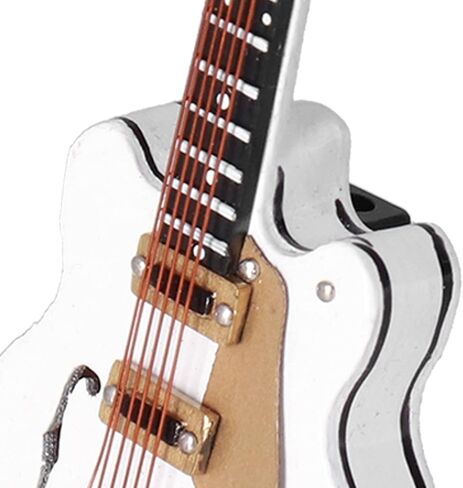 Miniature Guitar with Stand and Case, Guitar Model Mini Exquisite Musical Instrument Decorative Handicraft Ornament for Home Office Decoration (White) in Saudi Arabia