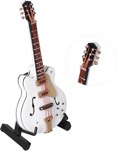 Miniature Guitar with Stand and Case, Guitar Model Mini Exquisite Musical Instrument Decorative Handicraft Ornament for Home Office Decoration (White) in Saudi Arabia