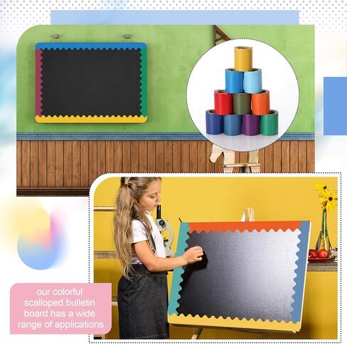 60 Rolls 984 ft Scalloped Bulletin Board Borders Bulk Classroom Borders for Bulletin Board Trim Rolled Decorative Classroom School Office Party Decoration in Saudi Arabia