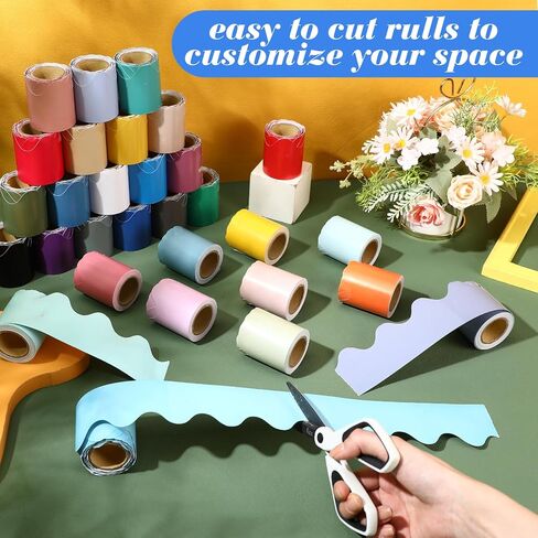 60 Rolls 984 ft Scalloped Bulletin Board Borders Bulk Classroom Borders for Bulletin Board Trim Rolled Decorative Classroom School Office Party Decoration in Saudi Arabia