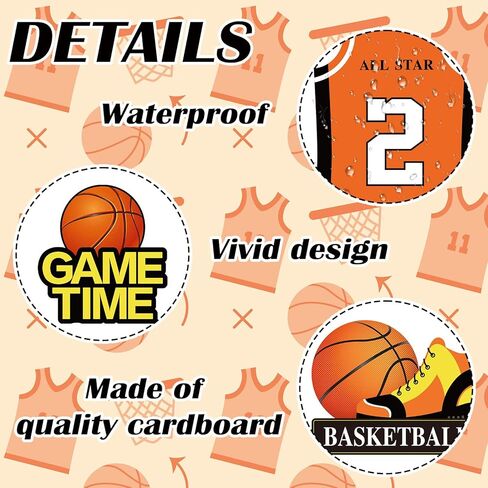 Whaline 48 Pcs Basketball Cutouts Sports Ball Cut-Outs Basketball Player Cardboard Paper Cutting with 100 Pcs Glue Points for DIY Crafts Classroom Bulletin Board in Saudi Arabia