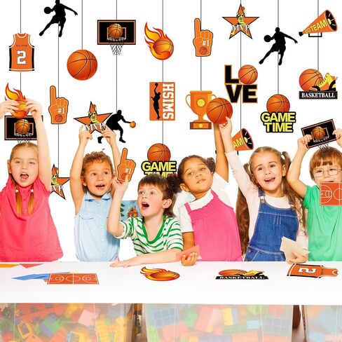 Whaline 48 Pcs Basketball Cutouts Sports Ball Cut-Outs Basketball Player Cardboard Paper Cutting with 100 Pcs Glue Points for DIY Crafts Classroom Bulletin Board in Saudi Arabia