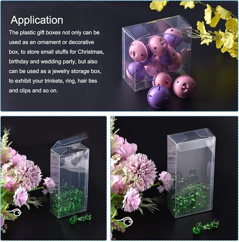 MECCANIXITY Plastic Retail Boxes 1.5"x1.5"x5.4" (38x38x138mm) Gift Box with Protecting Film for Candy, Cookies, Christmas, Wedding, Party Wrapping Clear Pack of 20 in Saudi Arabia