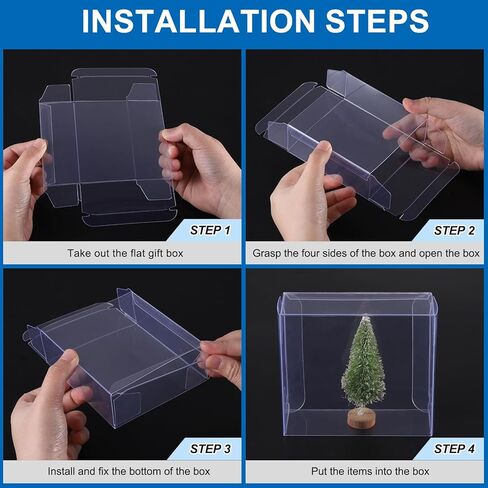 MECCANIXITY Plastic Retail Boxes 1.5"x1.5"x5.4" (38x38x138mm) Gift Box with Protecting Film for Candy, Cookies, Christmas, Wedding, Party Wrapping Clear Pack of 20 in Saudi Arabia