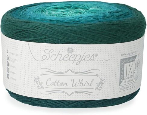 Scheepjes Cotton Whirl 1094 yd (1 Cake) - 737 Teal Tempest Gradient Cotton Yarn for Knitting and Crochet in Saudi Arabia