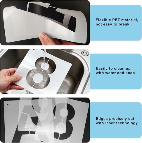 8 Inch Large Letter & Number Stencils Set,36 Pack Reusable Plastic Alphabet & Number Templates with Metal Ring, DIY Projects for Painting on Crafts,Wood,Signage,Fabric,Rock,Wall,Chalkboard,Door Porch in Saudi Arabia