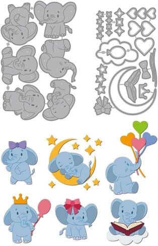 MAYJOYDIY Cartoon Elephant Metal Die Cuts Fairy Tale Animal Cutting Dies Stencil Sleeping Moon Clouds Embossing Scrapbooking Cuts Template for DIY Scrapbooking Craft Card Making Album Gift Decor in Saudi Arabia