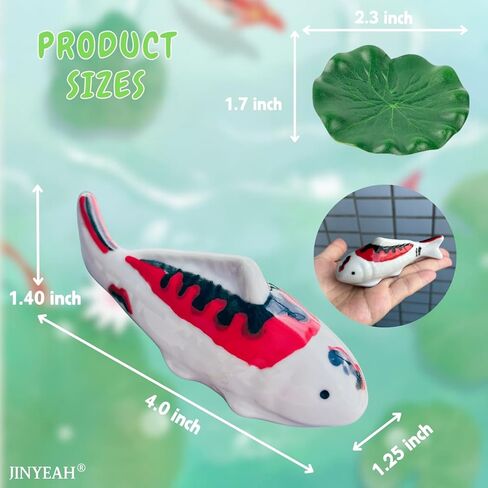 السيراميك العائمة السمك كوي 【الصين الصقيل الحرفية 】 ديكور البركة السيراميك وهمية الأسماك الذهبية كوي ديكور للبركة العائمة نافورة حمام الطيور حوض السمك وهمية 2 قطعة in Kuwait